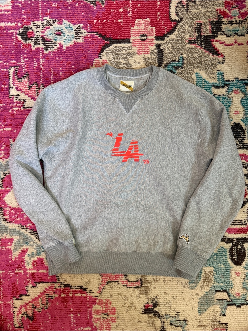 Tracksmith Grey Red LA Marathon Crewneck Sweatshirt small